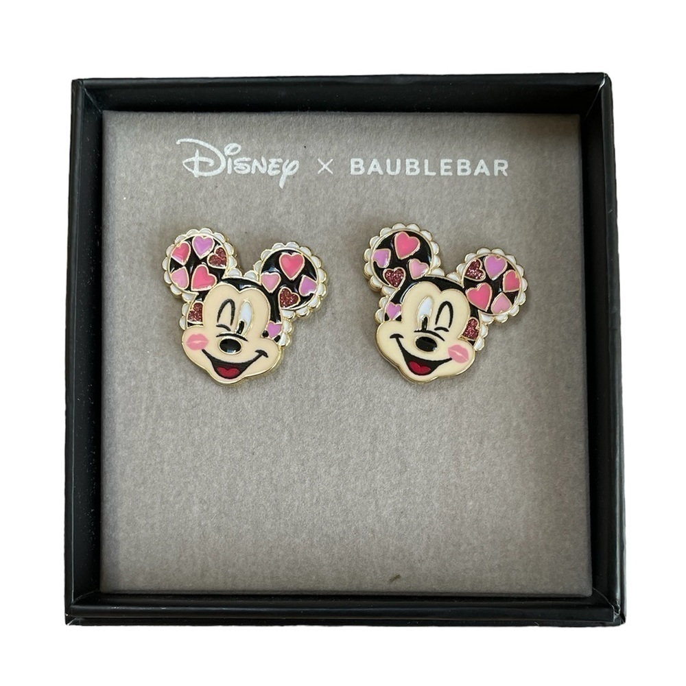 Disney x Baublebar Mickey Mouse Valentine’s Day Hearts Earrings NEW RARE